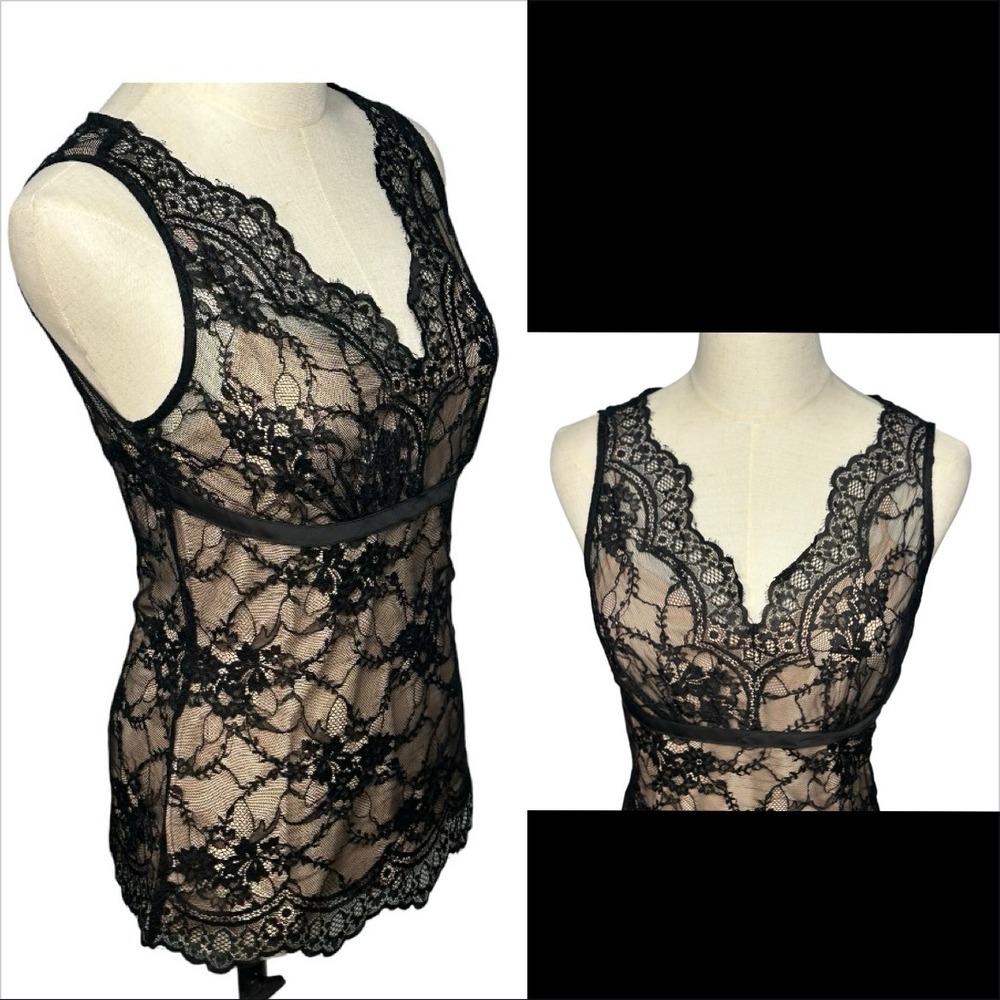 Womens Fairy Grunge Black Lace Babydoll Top Sz 0 Whimsigoth Overlay Romantic - Picture 2 of 10